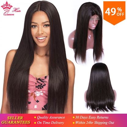 Picture of Queen Hair Lace Front Human Hair Wigs For Black Women Pre Plucked 130% Density Brazilian Hair Natural Straight Wig Remy Glueless