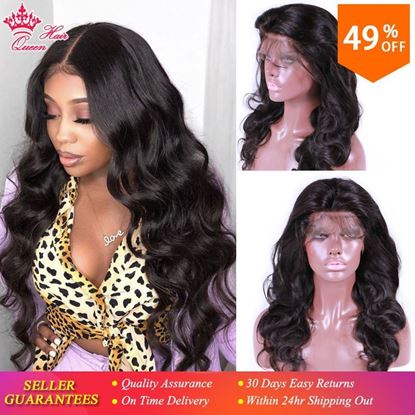 Picture of Queen Hair Products Body Wave Lace Front Human Hair Wigs Pre-plucked 100% Human Hair Frontal Wigs Natural Color For Black Women